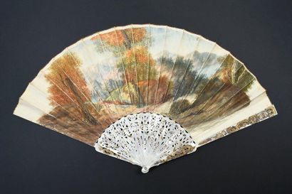 null The triumph of Neptune Folded
Fan, the double sheet in painted skin of a wide...