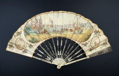 null "Dieppe vue du Grand quai", circa 1776-1780
Folded fan, the skin sheet, mounted...