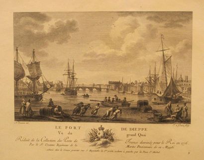 null «Dieppe vu du Grand quai», vers 1776-1780
Éventail plié, la feuille en peau,...