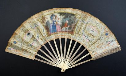 null L'hommage à l'Amour, circa 1780-1790
Folded fan, the silk leaf painted with...