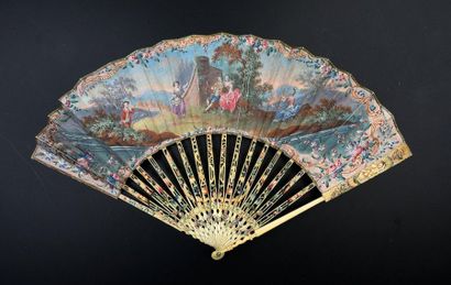 null Le flûtiste et la danseuse, circa 1770-1780
Folded fan, the double sheet of...