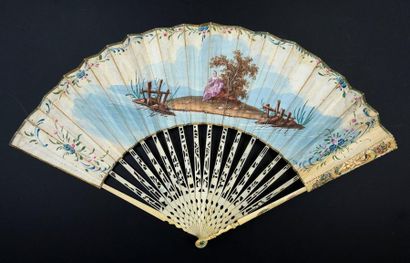 null Le flûtiste et la danseuse, circa 1770-1780
Folded fan, the double sheet of...
