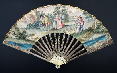null Les oies de Frère Philippe, circa 1770-1780
Folded fan, skin sheet, lined with...