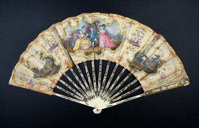 null The forbidden fruits, circa 1780
Folded fan, silk leaf painted with gouache...