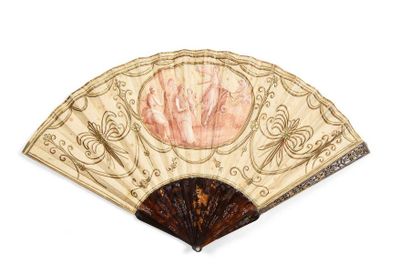 null Venus, circa 1800
Folded fan, the silk leaf embroidered with important golden...