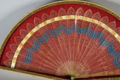 null Two fans, circa 1820 *One of the broken type in ivory* finely pierced with a...