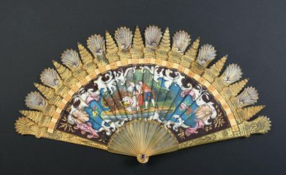 null Shells, circa 1830
Broken type fan made of painted horn of fishermen watching...