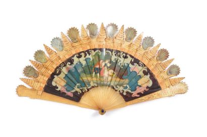 null Shells, circa 1830
Broken type fan made of painted horn of fishermen watching...