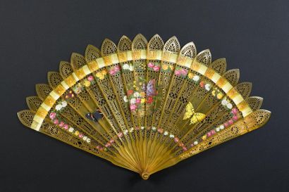 null The two butterflies, circa 1820
Small broken horn fan pierced with stylized...