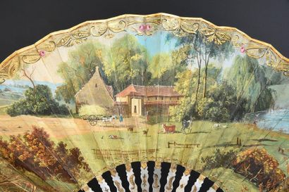 null Happiness is in the meadow, circa 1830-1840
Folded fan, the gouache wallpaper...