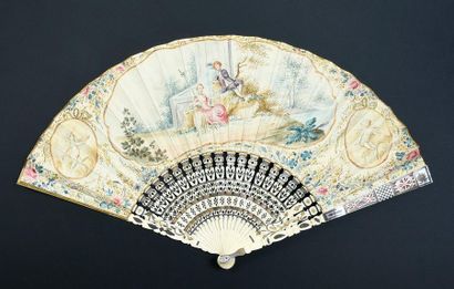 null The checkerboard, circa 1830-1840
Folded fan, the sheet of skin, mounted in...