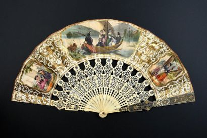 null The pretty little dog, circa 1840-1850
Folded fan, double sheet of lithographed...