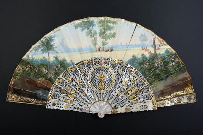 null Winged horses, circa 1850
Folded fan, double sheet of wallpaper in the 18th...