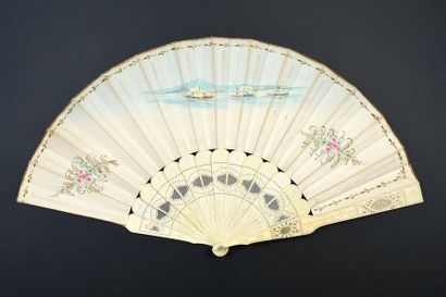 null Two fans, circa 1850-1860 *One, the lithographed paper sheet of a boarding of...
