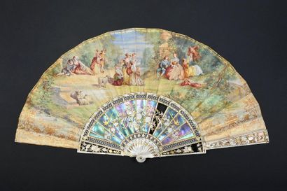 null The sun in the clearing, circa 1860-1880
Folded fan, the skin sheet painted...