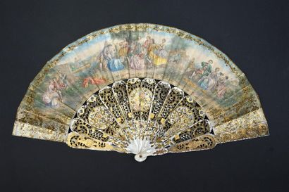 null Jeux galants, circa 1860
Folded fan, the lithographed paper sheet of a gallant...