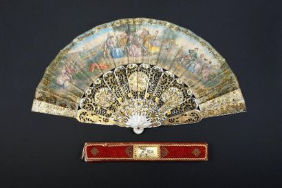 null Jeux galants, circa 1860
Folded fan, the lithographed paper sheet of a gallant...