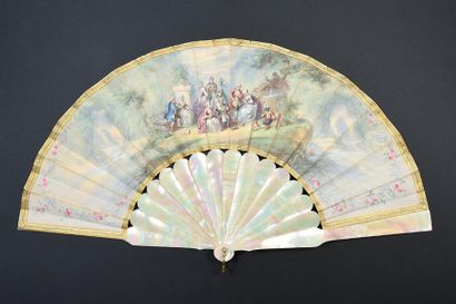 null Concert in the garden, circa 1860-1880
Folded fan, painted skin leaf in the...