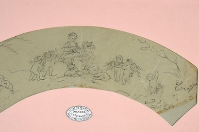 null L'amour attentif, circa 1890-1900
Preparatory tracing for a fan leaf with a...