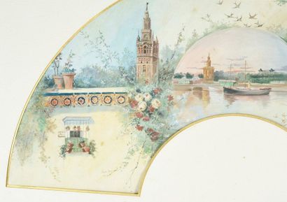 null Seville and La Giralda, circa 1890
Project for a fan leaf painted on silk of...