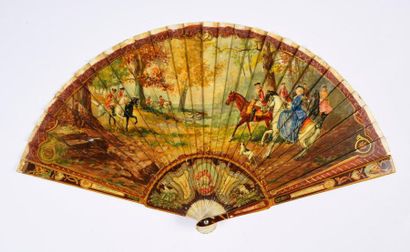 null The royal hunt, or Louis XV on horseback, circa 1900
Broken bone fan painted...