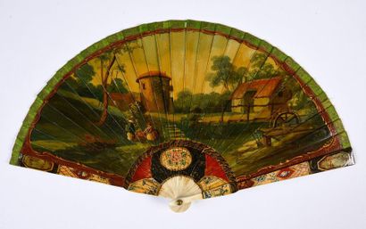 null Land and sea, circa 1900
Broken type fan made of painted and varnished bone...