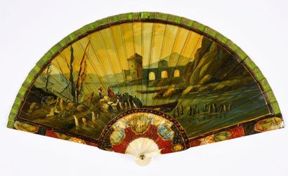 null Land and sea, circa 1900
Broken type fan made of painted and varnished bone...