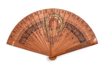 null Woman, circa 1900
Wooden fan of the broken type decorated by pyrography and...