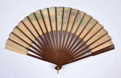 null Van Garden, The Post Car, circa 1900
Original folded fan, the silk leaf painted...