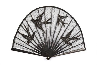null Swallows, circa 1900-1910
Balloon-shaped fan made of black tulle embroidered...
