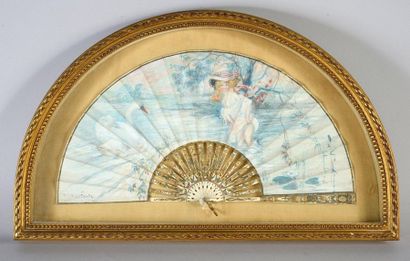 null Abel Faivre (1867-1945), La jolie baigneuse, circa 1903
Folded fan, the painted...