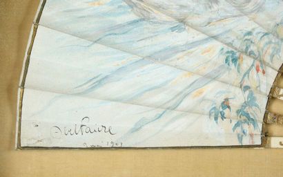 null Abel Faivre (1867-1945), La jolie baigneuse, circa 1903
Folded fan, the painted...