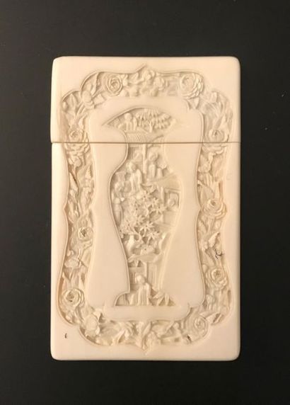 null Business card case, China, 19th century
Rectangular ivory* case carved from...