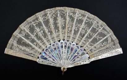null Cartel of flowers, circa 1860-1880
Folded fan, the lace leaf with floral decorations...