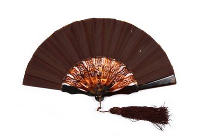 null Lace florets, circa 1900
Folded fan, the brown satin leaf decorated with bobbin...