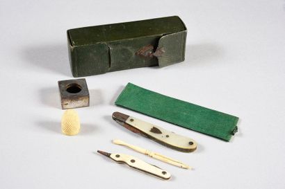 null Travel kit, circa 1800
Rectangular in shape made of green leather bearing the...