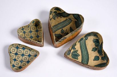 null Heart shaped boxes, 17th century
Two nested cardboard heart shaped boxes covered...
