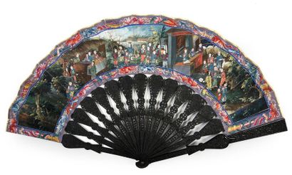 null Combat, China, c. 1850-1860
Rare folded fan, the leaf, double in gouache wallpaper,...