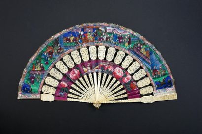 null Cabriolet, China, early 19th century
Folded fan, silk leaves painted in gouache...