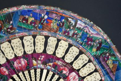 null Cabriolet, China, early 19th century
Folded fan, silk leaves painted in gouache...
