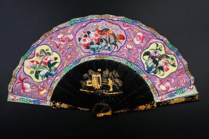 null Gourds, butterflies and peonies, China, ca. 1850
Folded fan, double sheet of...