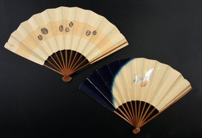 null Japan, early 20th century
Two folded fans, the paper sheets printed one with...