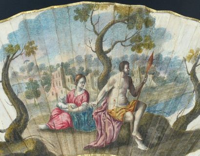 null Hercule et Omphale, vers 1700-1720
Éventail plié, la feuille en peau, montée...