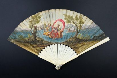 null The journey of Apollo, circa 1700-1720
Folded fan, the sheet of skin painted...