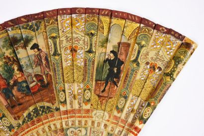 null The Italian comedy, circa 1720
Ivory fan* painted after the work of J.-A. Watteau...