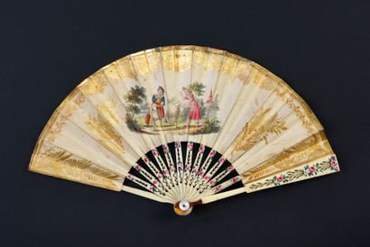 null The bees, around 1820
Rare folded fan, for little girl. The double sheet of...