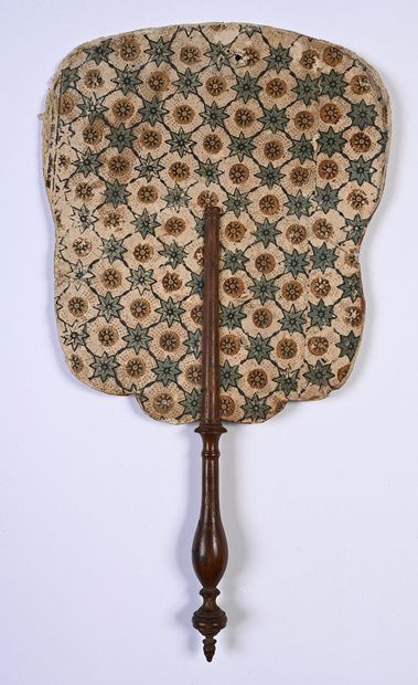 null The tea drinkers, circa 1740
Cardboard hand screen decorated on one side with...