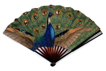 null Adolphe Thomasse (1850-1930), The Peacock, circa 1900
Folded fan, the silk leaf...