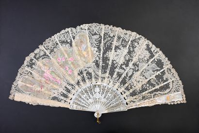 null The butterfly hunt, circa 1880-1890
Folded fan, the leaf in bobbin lace and...
