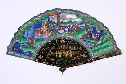 null Visit to the palace, China, ca. 1850
Folded fan, the double sheet in gouache...